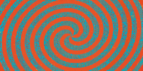 Fototapeta premium spiral pattern with halftone texture orange and teal