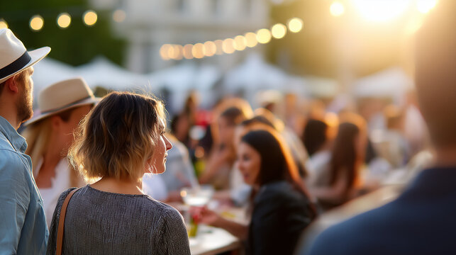 People enjoy food and drinks at Ribe Wine Festival outdoor event