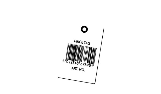 Isolated White Paper Barcode Price Tag Vector Illustration with Product Code for Retail Pricing and Inventory Control Systems