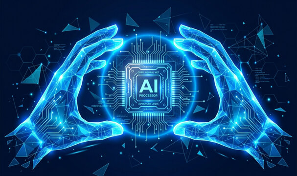 Advanced Artificial Intelligence Network Low Poly Vector Design