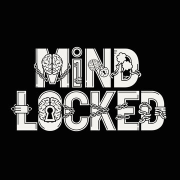 Mind Locked Creative Typography with Brain and Lock Imagery.