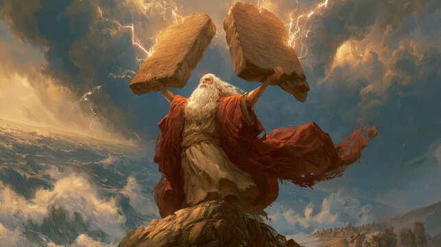 Moses Holding Two Tablets of Commandments