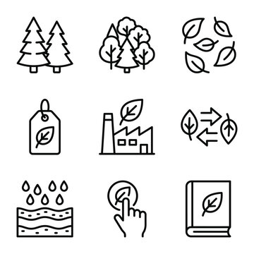 Ecology and nature conservation icons: green initiatives and environment with environment conservation industry