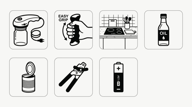 Kitchen Icons Vector Illustration Set of Cooking Tools Kitchenware