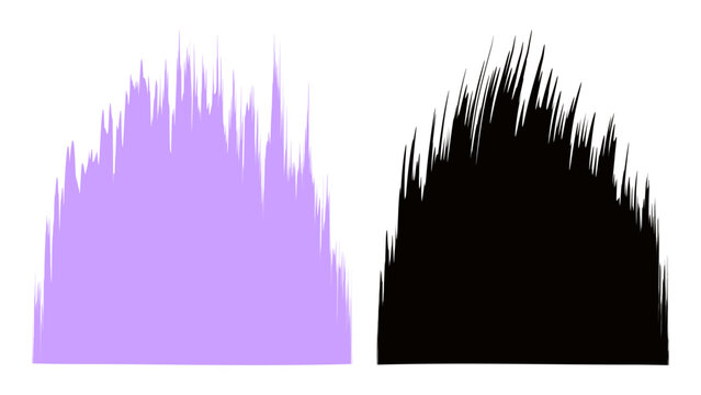 Purple grass like brush strokes set isolated on transparent background graphic.