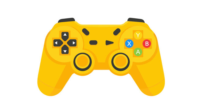 Vibrant Yellow Gaming Controller on White Background - Digital Entertainment