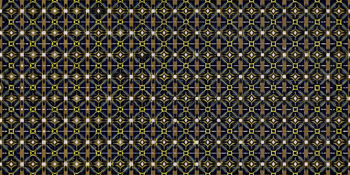 geometric lattice pattern with golden accents on dark background
