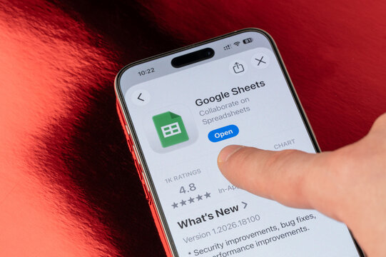 Open Google sheets app on iphone smartphone