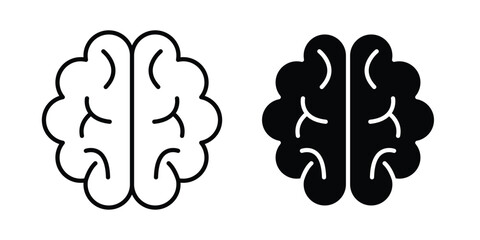 Brain icon editable. Vector symbols in strokes © Hunt