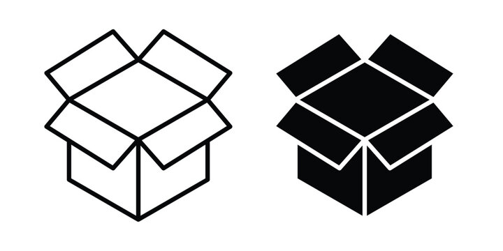 Box opened icon editable. Vector symbols in strokes