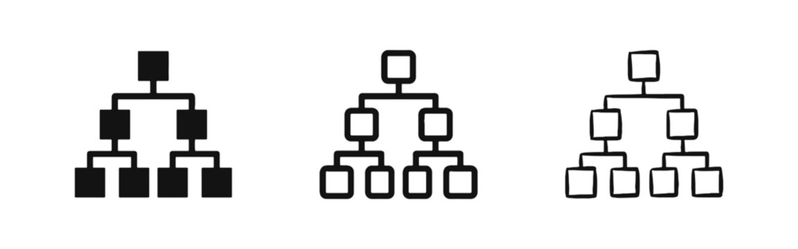 Organizational Hierarchy and Business Structure Icon Set