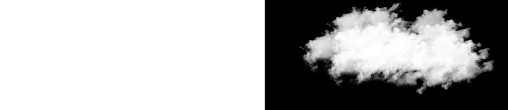 White fluffy clouds on black background