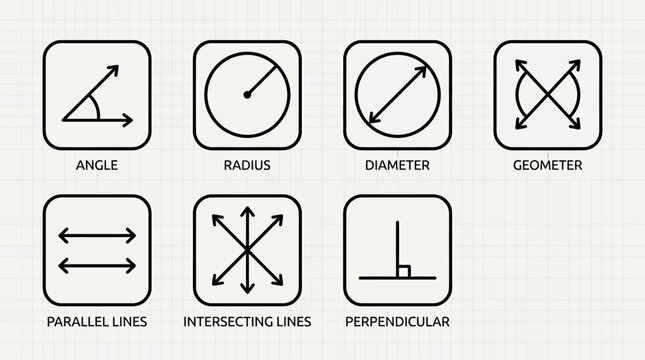 Geometry Basic Elements and Shapes Set for Educational Purposes