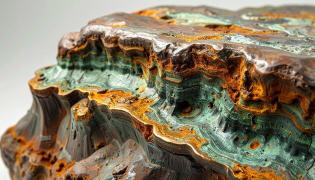 Polished malachite mineral specimen with vibrant green and brown banding patterns