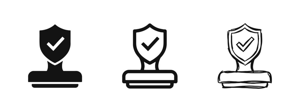 Certified Security Stamp and Protection Quality Control Icons