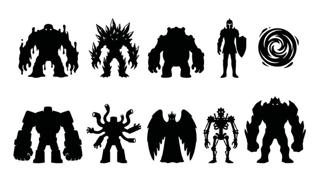 Collection of 2D gaming enemy characters and game assets for developers