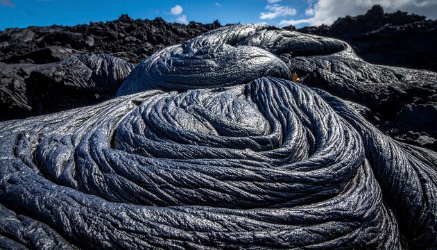 Eroded rock formation with swirling patterns in mountainous desert landscape