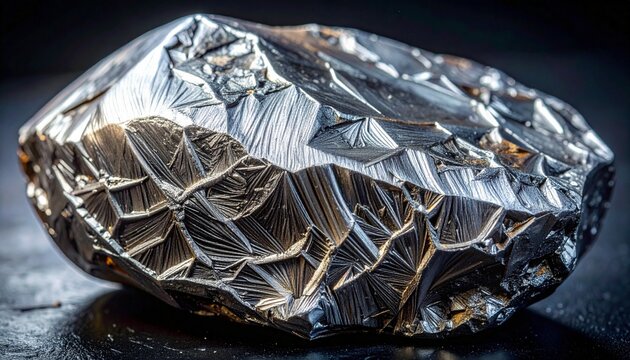 Polished labradorite gemstone with iridescent flash on dark surface