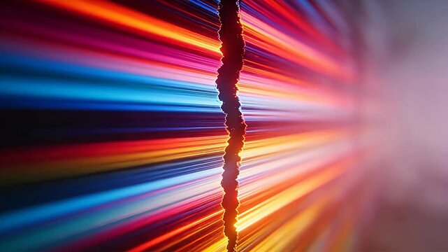 Abstract colorful lines converging toward center with dynamic lighting