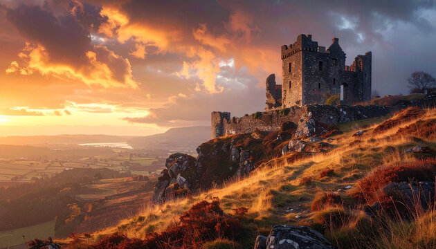 Ancient castle ruins landscape