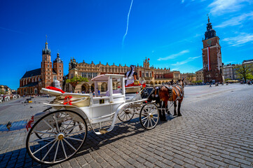 Poland, Krakow,  Carriages for tourists.Summer season. 04 may 2026 © voytek