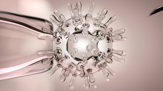 Artificial Fertilization of Human Egg Cell in Laboratory, IVF Procedure Close Up 3D Animation
