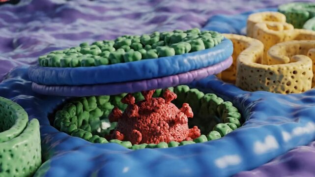 3D Animation of Viral Pathogen Entering Human Host Cell Membrane