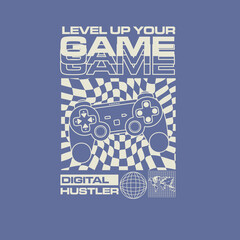 Level up Your Game retro game pad joystick vector poster design © SS-Designs