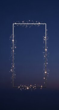 Ethereal starry frame against deep twilight sky. Soft glowing light.