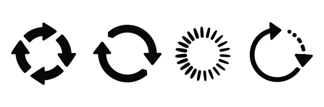 Circle arrow icons featuring refresh rotation reload repeat recycle symbol silhouette vector illustration design