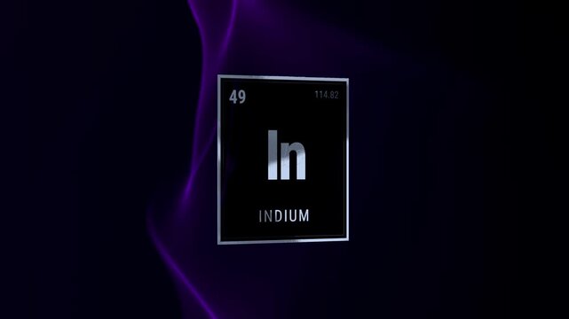 Indium Periodic Table Element Symbol on Dark Background
