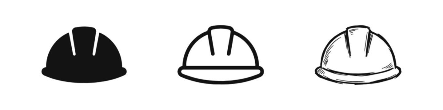 Safety Hard Hat Icon Set Vector Construction Helmet Symbols