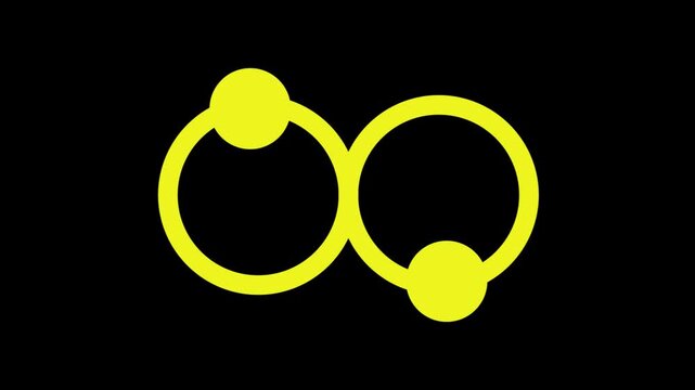 Two overlapping dotted circles infinity loop animation isolated on black background