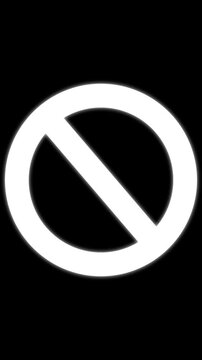 Vertical video for social media:prohibition and restriction symbol concept .Red for bidden sign with diagonal slash representing ban,stop,and warning.