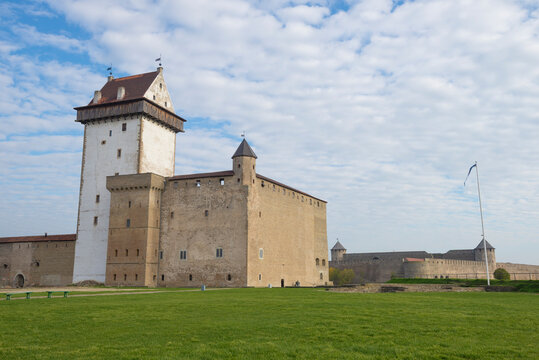 At the medieval Hermann castle on an October day. Narva, Estonia