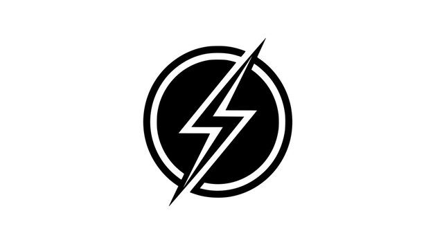 Dynamic energy boost lightning bolt icon black circle vector