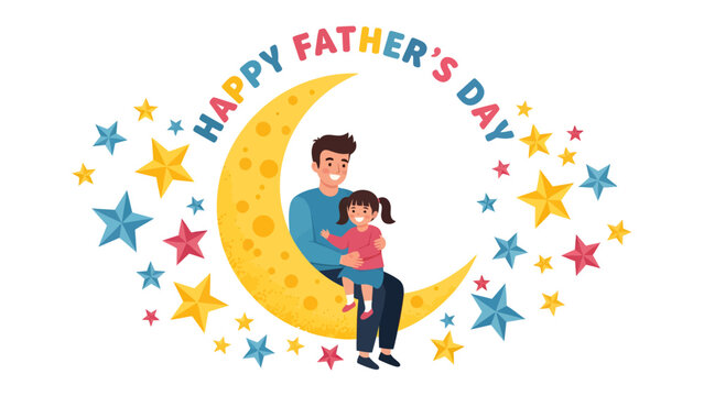 Joyful Father's Day: A tender illustration depicts a father and child basking in the warm glow of celebration, symbolizing the unconditional love and joy on this special day. 