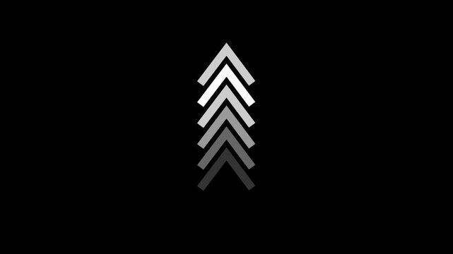 Arrow stacks progressing animation on black background stock footage