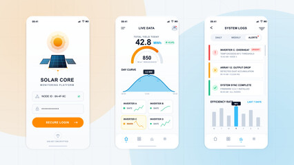 Solar energy monitoring mobile dashboard interface © Антон Сальников