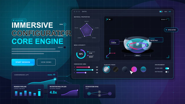 Immersive product configurator dashboard interface