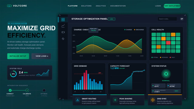 Battery storage optimization dashboard for grid efficiency