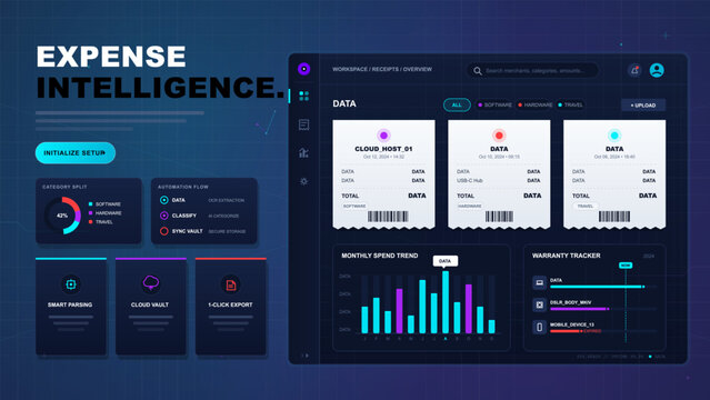 Expense intelligence receipt dashboard interface