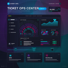 Fototapeta premium Ticket operations dashboard with venue inventory analytics
