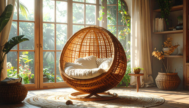 Wicker chair interior scene