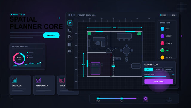 Spatial planner floor plan dashboard interface mockup