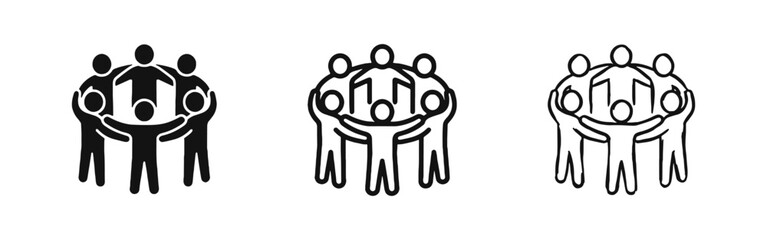 Teamwork Community Icons Set for Unity Collaboration and Partnerships © drawing lines