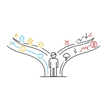 Decision Crossroads: Person Facing Two Paths, Choices Concept