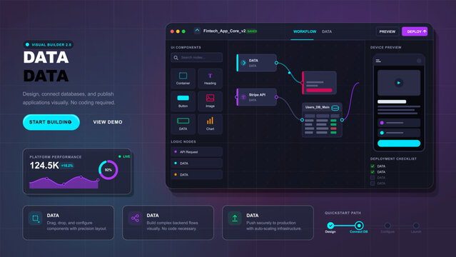No code app builder workflow dashboard interface