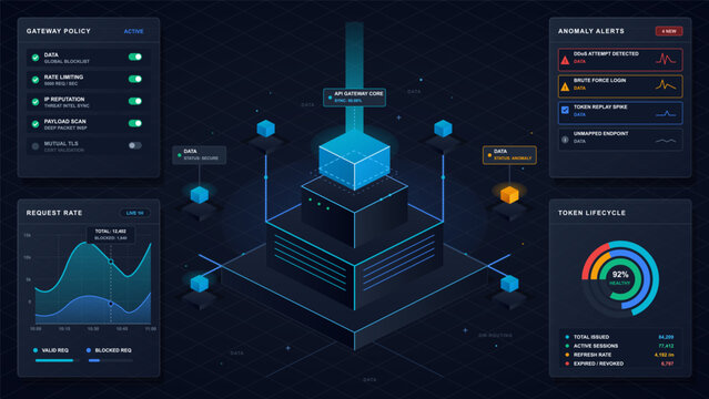 API gateway security dashboard with anomaly alerts