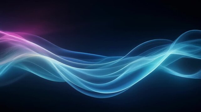 Ethereal fluid waves of light gracefully dancing across dark background mesmerizing motion